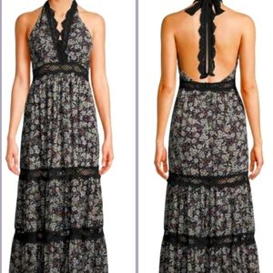 Lost + Wander floral halter tiered maxi dress